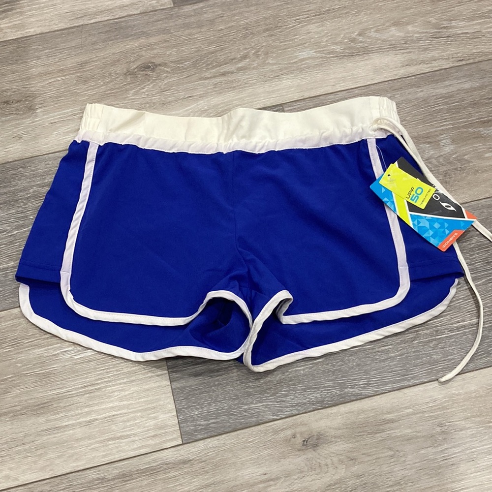 Oxide Blue and White Shorts Swim Cover Up Small